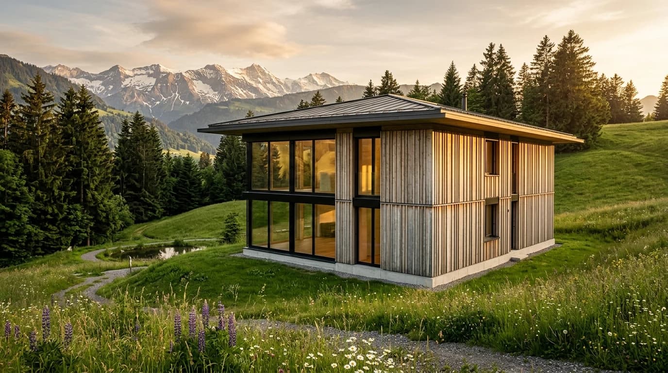 Werkhaus Naturhaus auf einem Hang im Zürcher Oberland